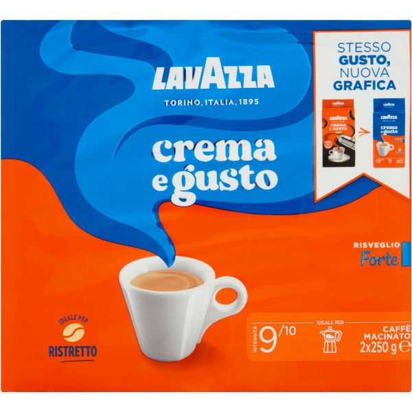 Lavazza Crema e Gusto Forte ground coffee twin pack, 500g total