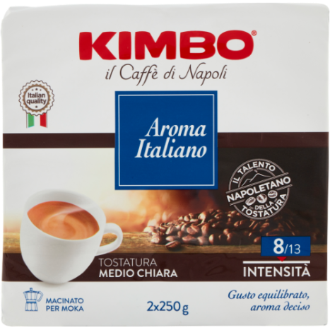 Kimbo Aroma Italiano ground coffee, 2 packs of 250g