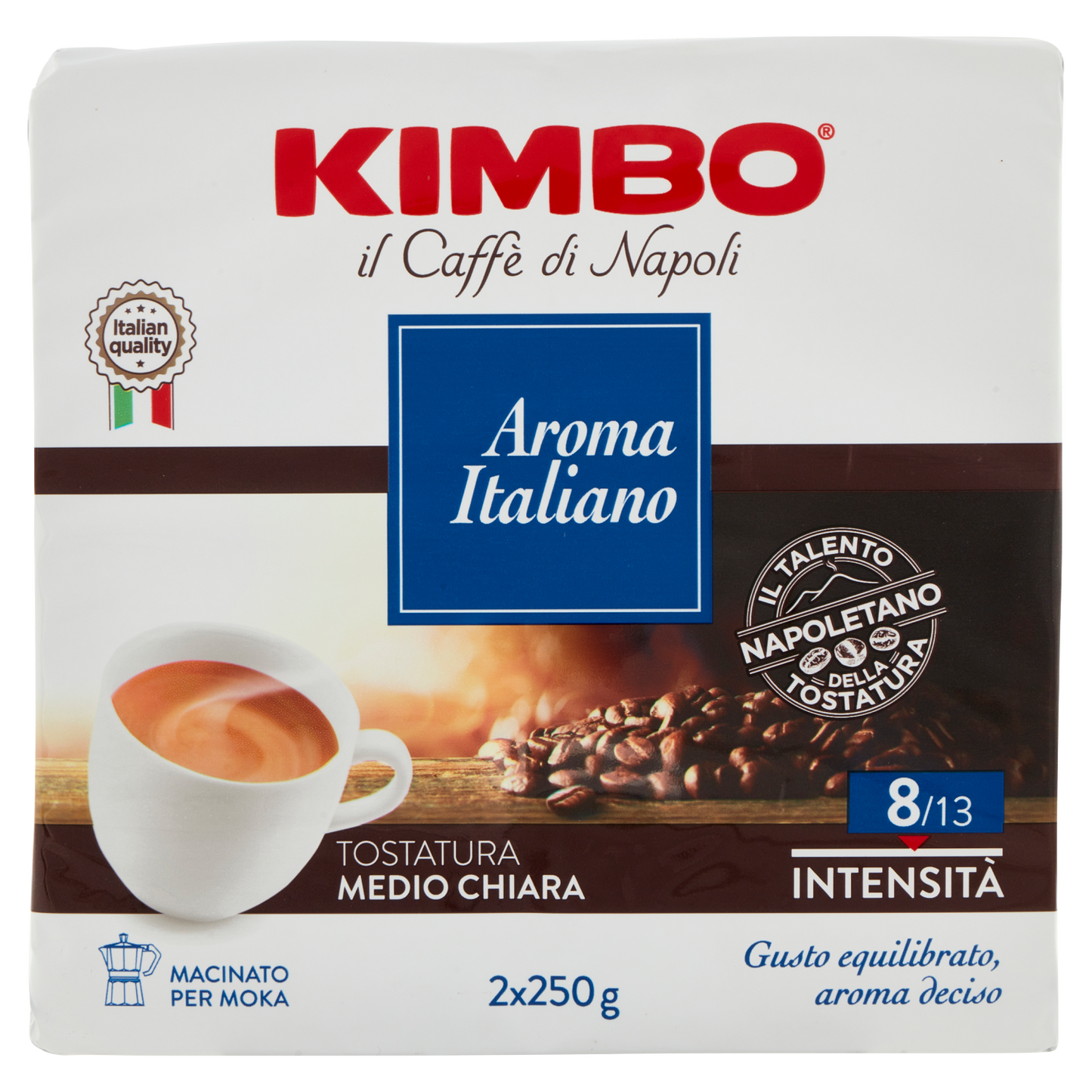 Kimbo aroma Italiano 2 x 250g (500g) pack, GROUND COFFEE