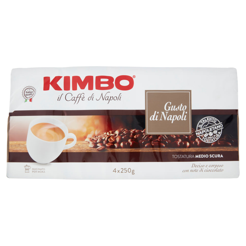 Kimbo Gusto di Napoli ground coffee, 4 x 250g packs